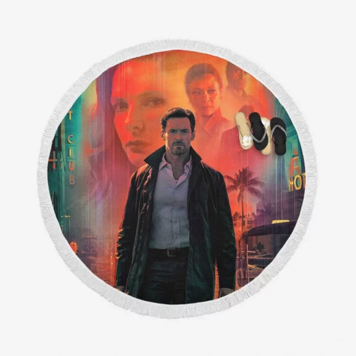 Nick Bannister Reminiscence Movie Hugh Jackman Round Beach Towel