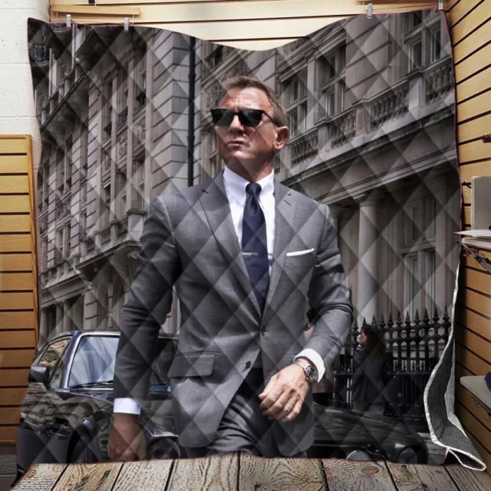 No Time to Die Movie Daniel Craig James Bond Quilt Blanket