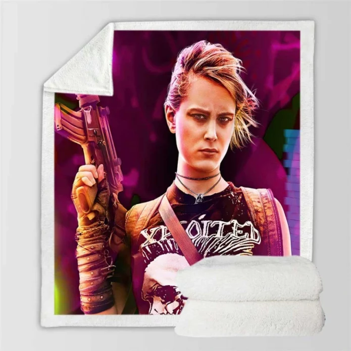 Nora Arnezeder as Lilly The Coyote in Army of the Dead Movie Sherpa Fleece Blanket