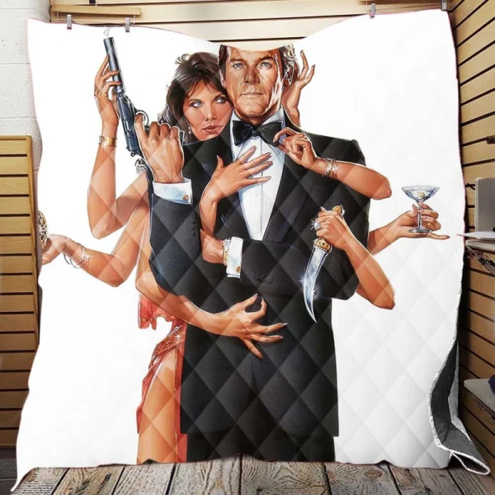 Octopussy Movie James Bond Roger Moore Maud Adams Quilt Blanket