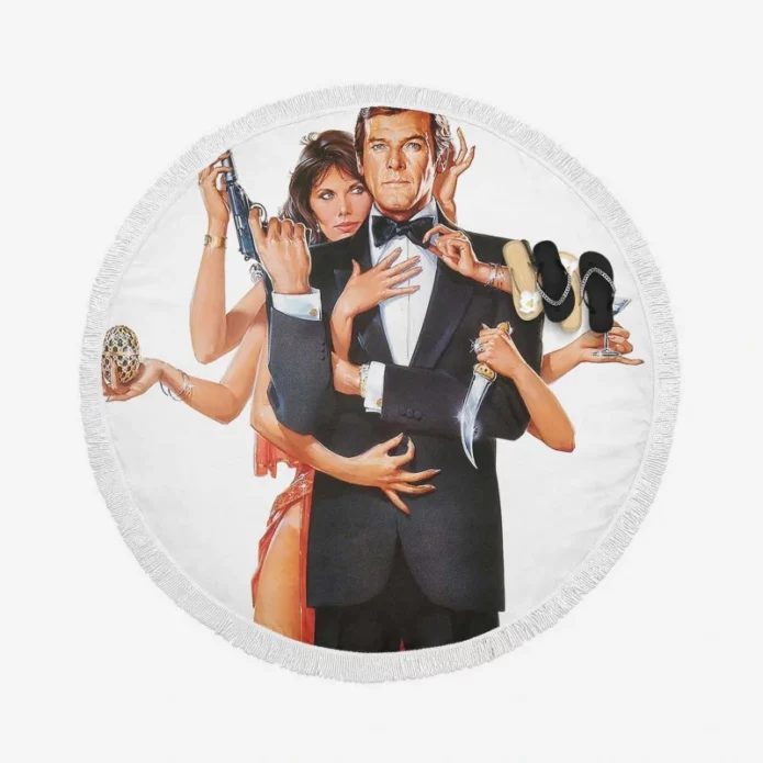 Octopussy Movie James Bond Roger Moore Maud Adams Round Beach Towel