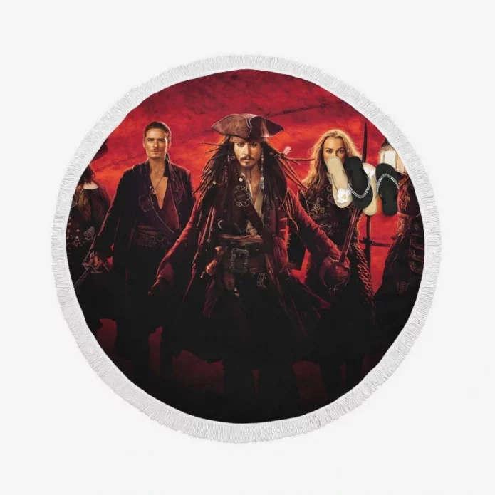 Pirates Of The Caribbean At Worlds End Movie Round Beach Towel