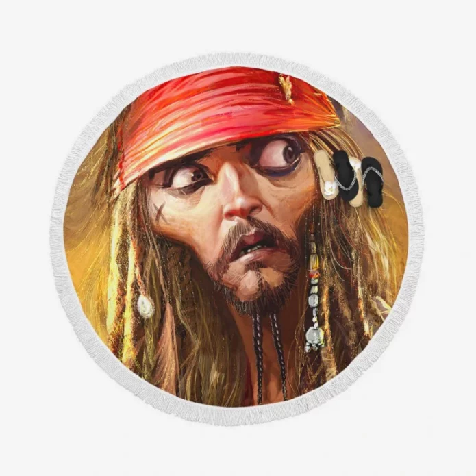 Pirates Of The Caribbean Movie Jack Sparrow Round Beach Towel