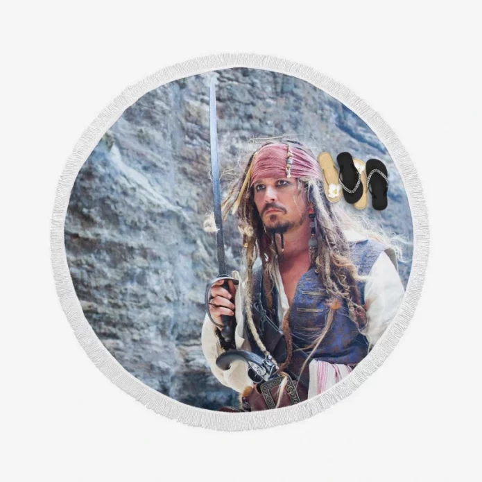 Pirates of the Caribbean On Stranger Tides Movie Jack Sparrow Round Beach Towel