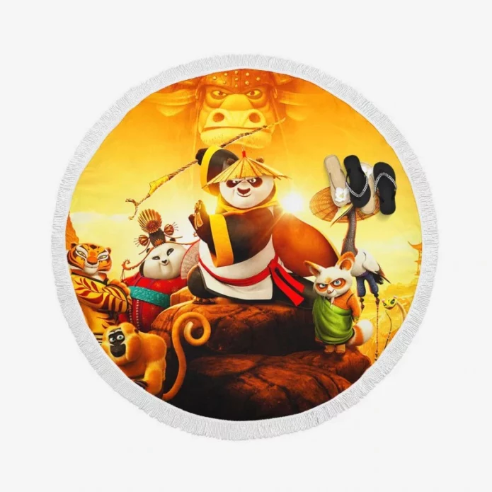 Po in Kung Fu Panda 3 Movie Kids Comedy Round Beach Towel