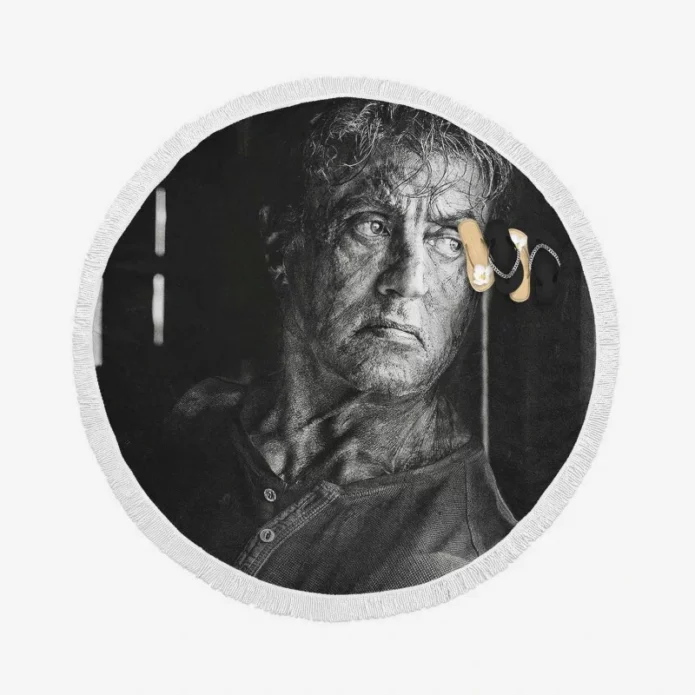 Rambo Last Blood Movie Sylvester Stallone Round Beach Towel