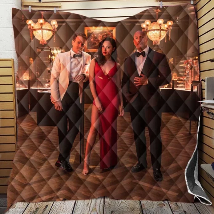 Red Notice Movie Dwayne Johnson Gal Gadot Quilt Blanket