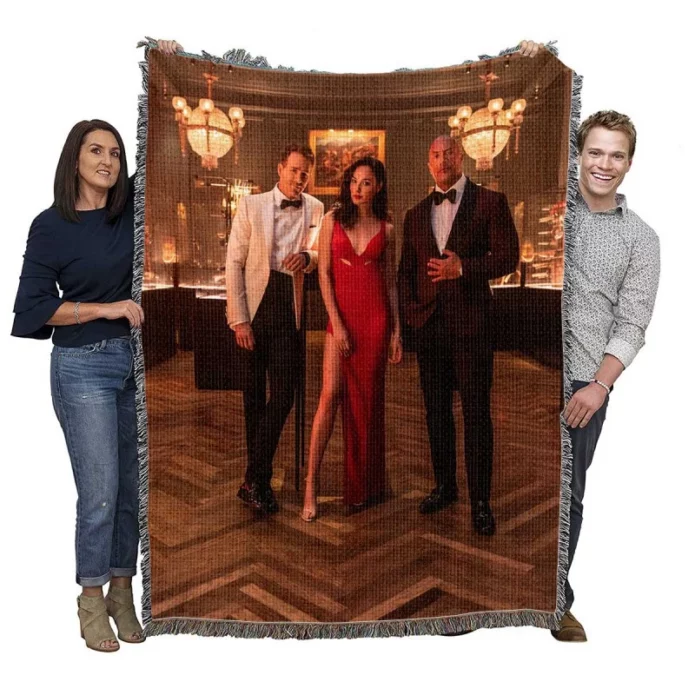 Red Notice Movie Dwayne Johnson Gal Gadot Woven Blanket