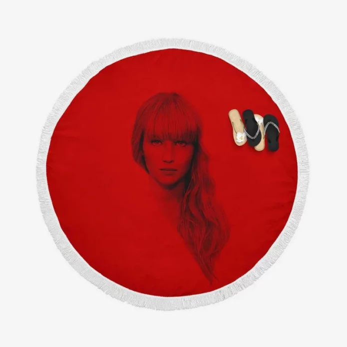 Red Sparrow Movie Jennifer Lawrence Round Beach Towel