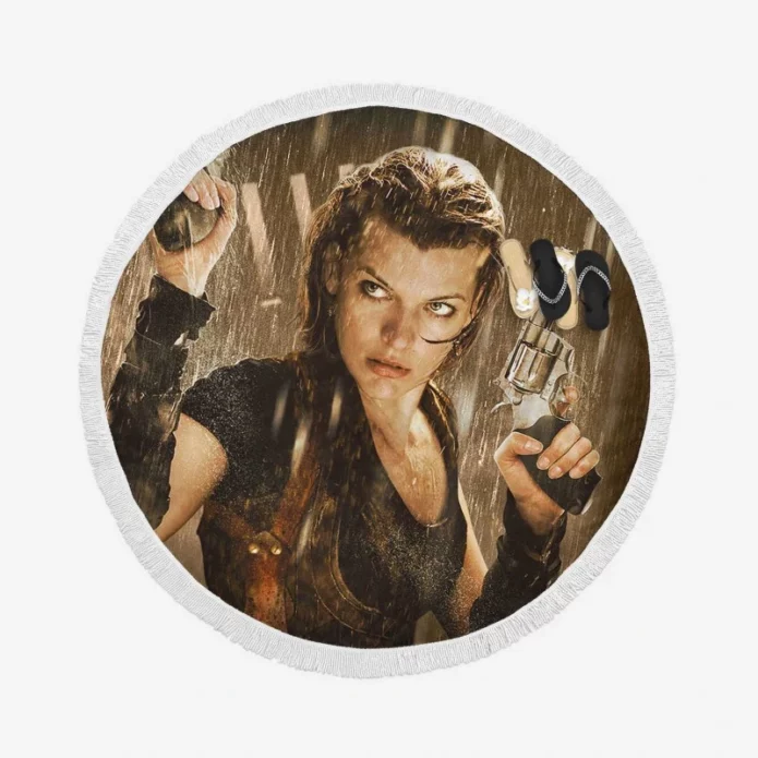 Resident Evil Afterlife Movie Milla Jovovich Alice Round Beach Towel