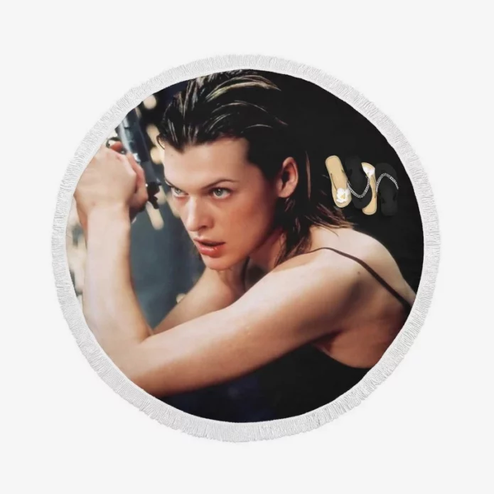 Resident Evil Movie Milla Jovovich Round Beach Towel