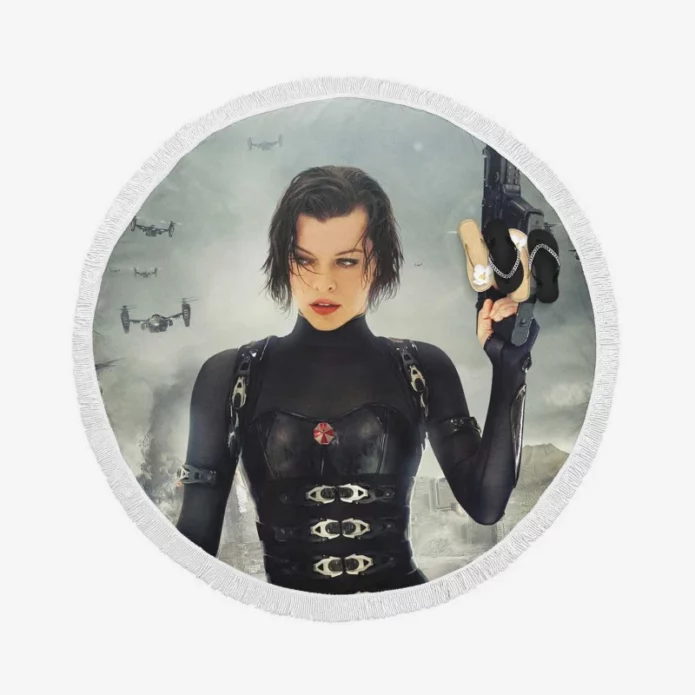 Resident Evil Retribution Movie Milla Jovovich Round Beach Towel