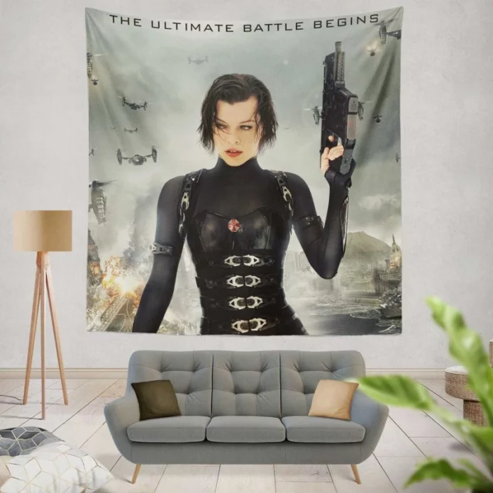 Resident Evil Retribution Movie Milla Jovovich Wall Hanging Tapestry