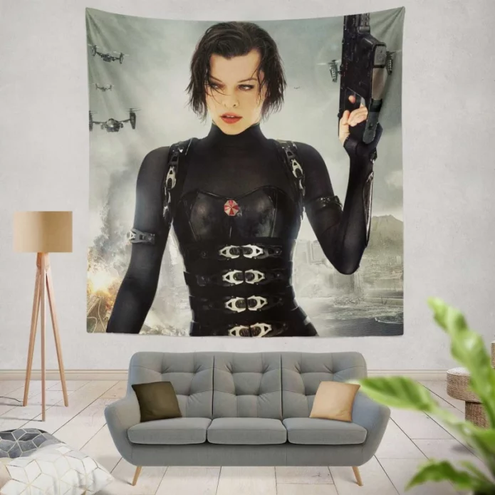 Resident Evil Retribution Woman Warrior Movie Wall Hanging Tapestry