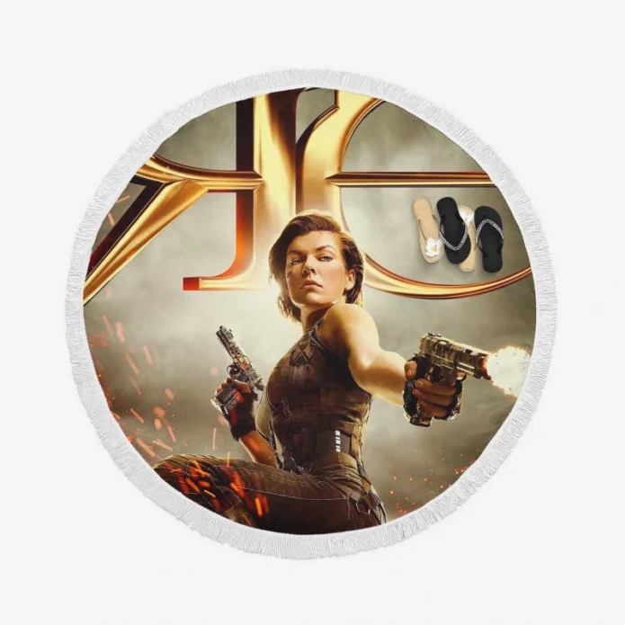 Resident Evil The Final Chapter Movie Milla Jovovich Round Beach Towel