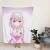 Rezero Emilia Anime Girl Japanese Fleece Blanket