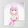 Rezero Emilia Anime Girl Japanese Sherpa Fleece Blanket