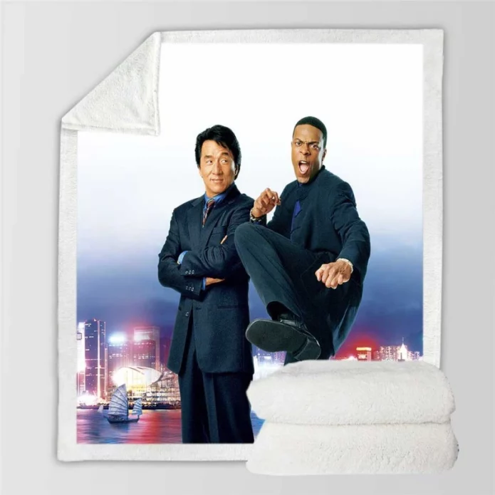 Rush Hour 2 Movie Jackie Chan Chris Tucker Sherpa Fleece Blanket