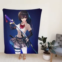 Samurai Sword Katana Anime Girl Fleece Blanket