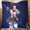 Samurai Sword Katana Anime Girl Quilt Blanket