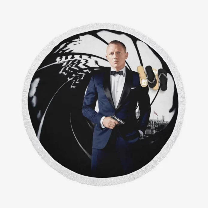 Skyfall Movie James Bond Daniel Craig Round Beach Towel