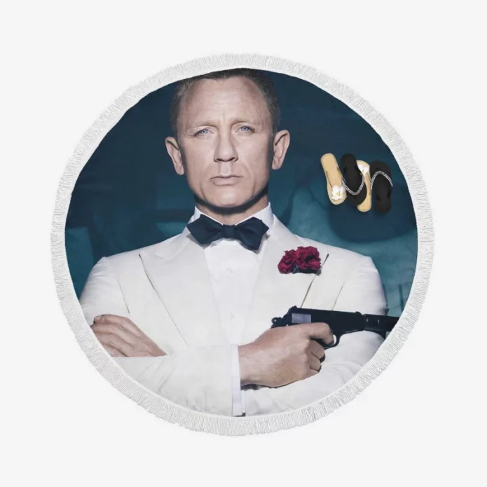 Spectre Movie Daniel Craig Round Beach Towel