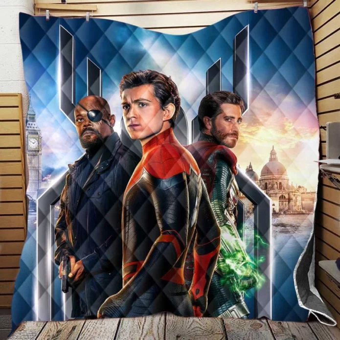 Spider-Man Far From Home Movie Mysterio Nick Fury Quilt Blanket