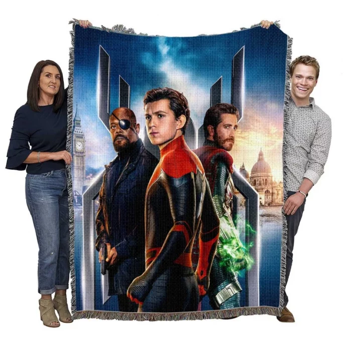 Spider-Man Far From Home Movie Mysterio Nick Fury Woven Blanket