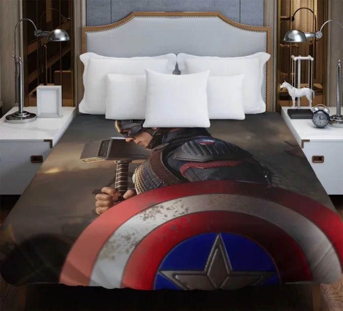 Steve Rogers as Captain America in Avengers Endgame Movie Duvet Cover