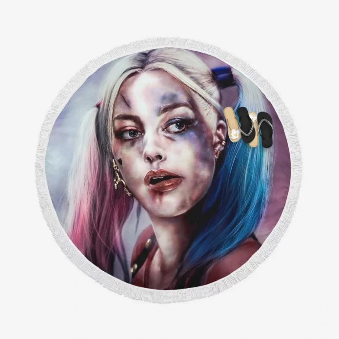 Suicide Squad Movie Harley Quinn Round Beach Towel