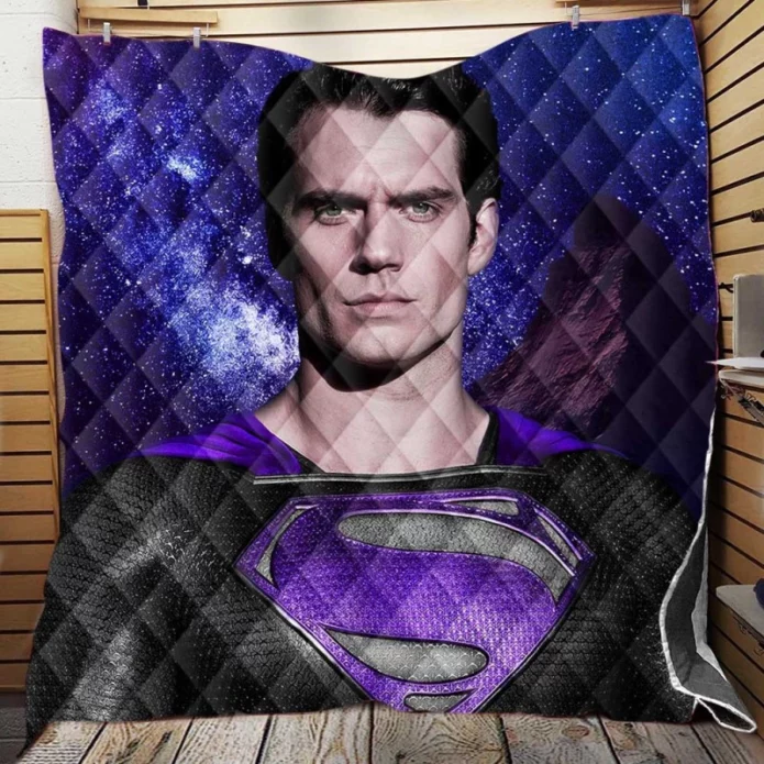 Superman in Purple Galaxy Movie Henry Cavill Quilt Blanket