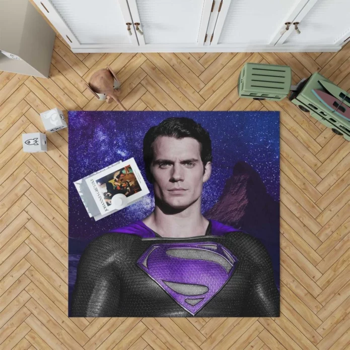 Superman in Purple Galaxy Movie Henry Cavill Rug