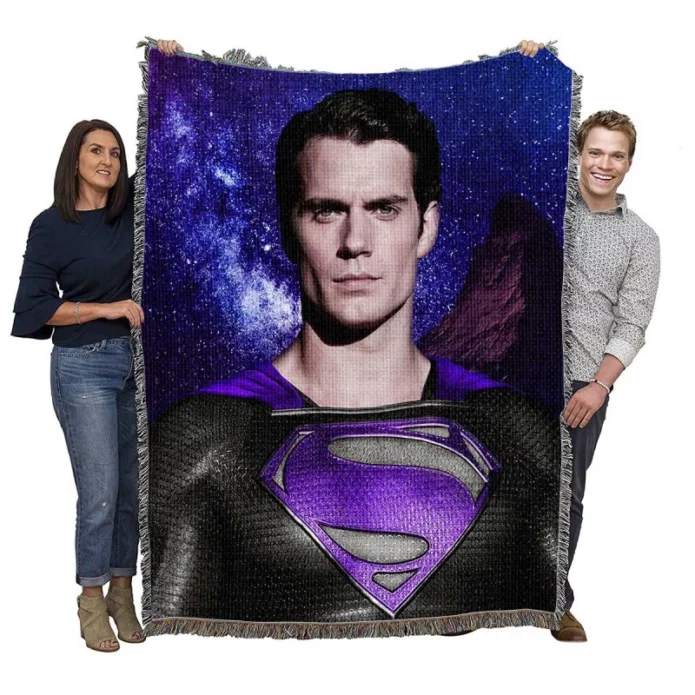 Superman in Purple Galaxy Movie Henry Cavill Woven Blanket