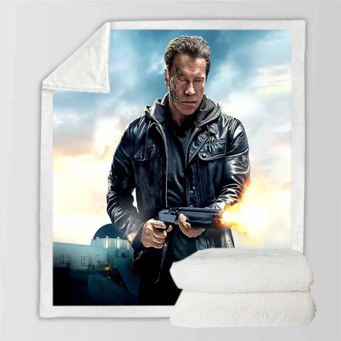 Terminator Genisys Movie Arnold Schwarzenegger Sherpa Fleece Blanket