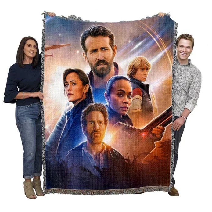 The Adam Project Movie Ryan Reynolds Zoe Saldana Woven Blanket