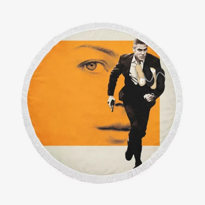 The American Movie George Clooney Round Beach Towel