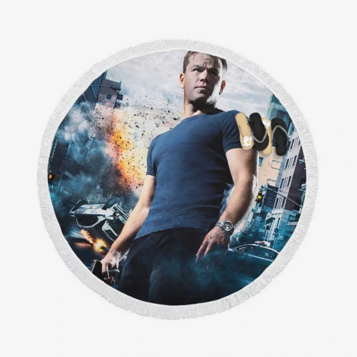 The Bourne Ultimatum Movie Matt Damon Round Beach Towel