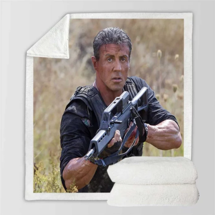 The Expendables 3 Movie Barney Ross Sylvester Stallone Sherpa Fleece Blanket