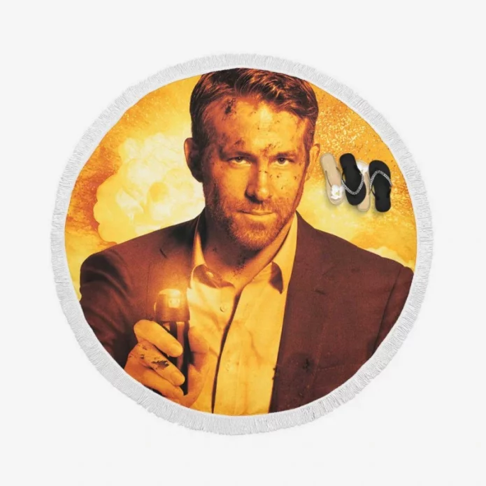 The Hitmans Wifes Bodyguard Movie Ryan Reynolds Round Beach Towel