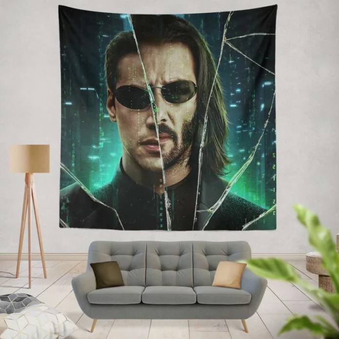 The Matrix Resurrections Movie Keanu Reeves Wall Hanging Tapestry