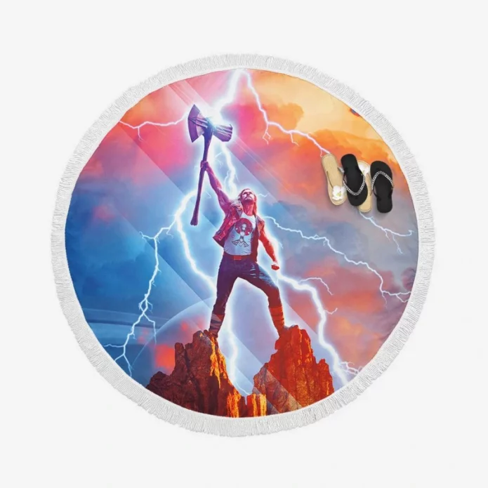 Thor Love and Thunder Movie Marvel Round Beach Towel