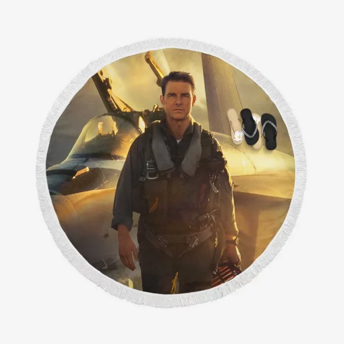 Tom Cruise in Top Gun Maverick Movie Round Beach Towel