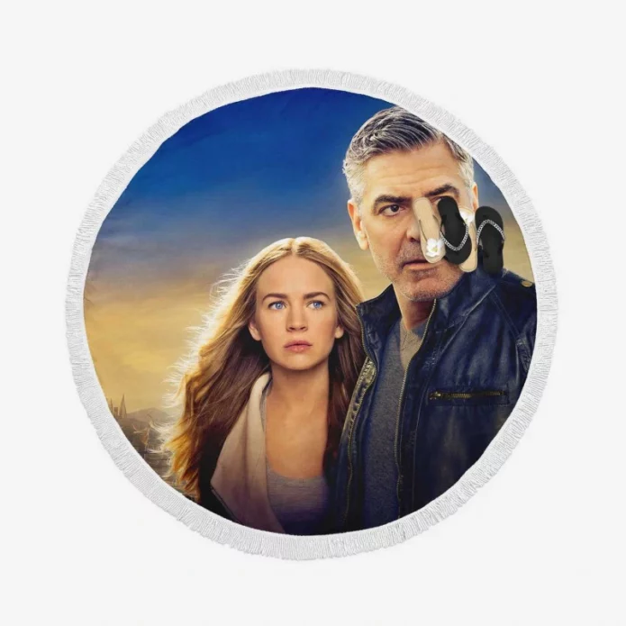 Tomorrowland Movie George Clooney Brittany Robertson Round Beach Towel