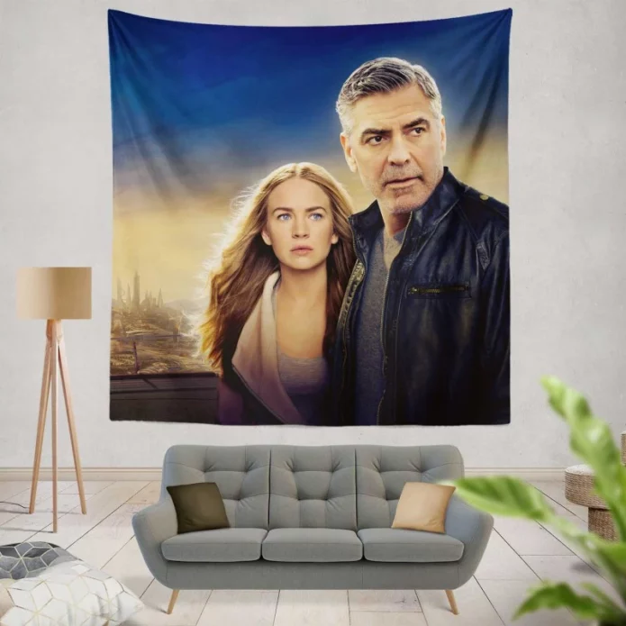 Tomorrowland Movie George Clooney Brittany Robertson Wall Hanging Tapestry