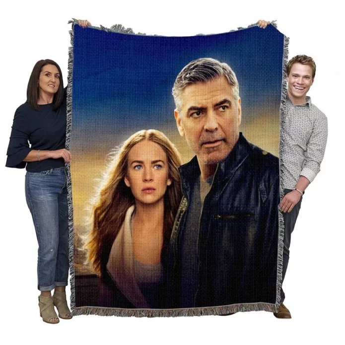 Tomorrowland Movie George Clooney Brittany Robertson Woven Blanket