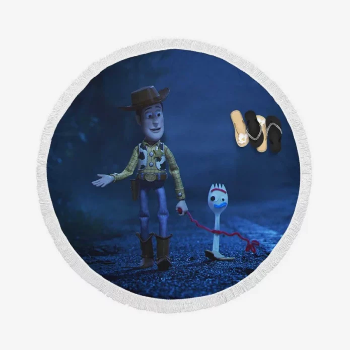 Toy Story 4 Movie Forky Woody Round Beach Towel