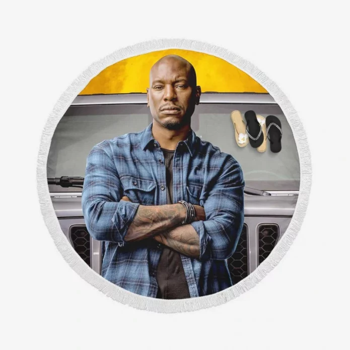 Tyrese Gibson Roman Pearce Fast & Furious 9 Movie Round Beach Towel