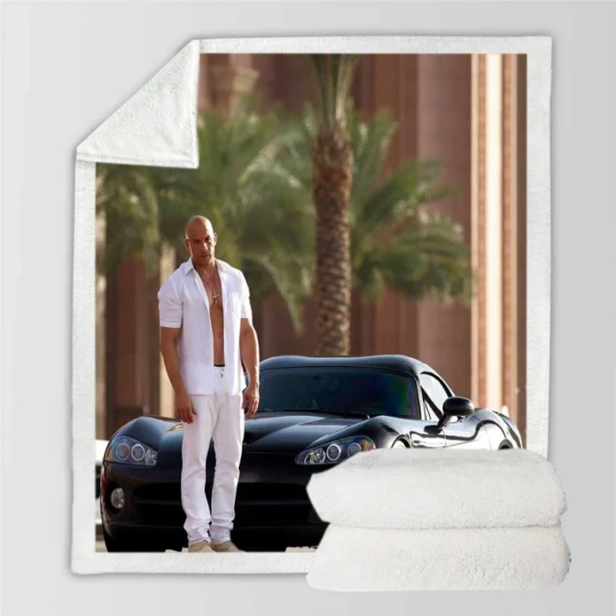 Vin Diesel in Furious 7 Movie Sherpa Fleece Blanket