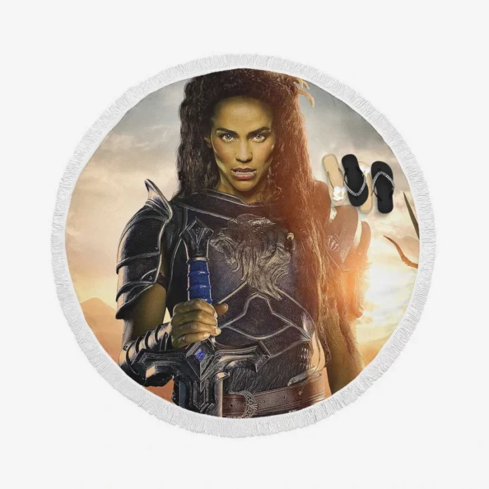 Warcraft Woman Warrior Movie Round Beach Towel