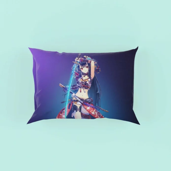 Warrior Girl Katana Anime Pillow Case